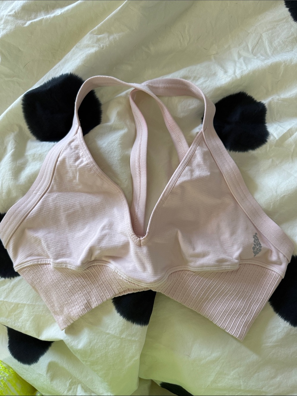 FP Movement Light Pink V-Neck Sport Bra - XS/S